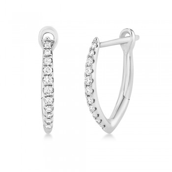 Diamond Accented Hoop Earrings 14k White Gold (0.15ct)