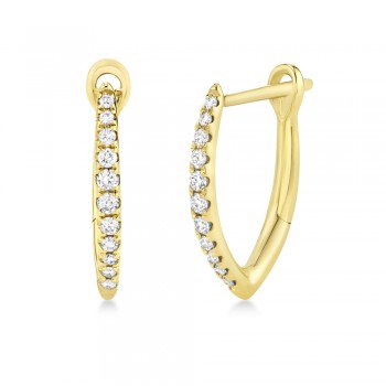 Diamond Accented Hoop Earrings 14k Yellow Gold (0.15ct)