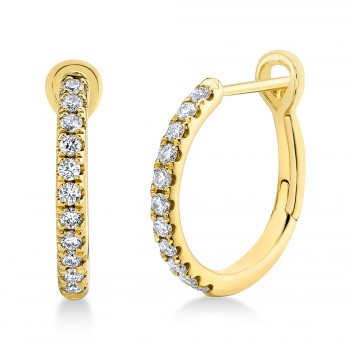 Diamond Leverback Hoop Earrings 14k Yellow Gold (0.26ct)