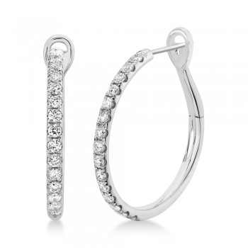 Diamond Leverback Hoop Earrings 14k White Gold (0.74ct)