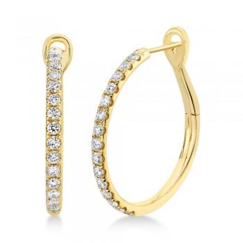Diamond Leverback Hoop Earrings 14k Yellow Gold (0.74ct)