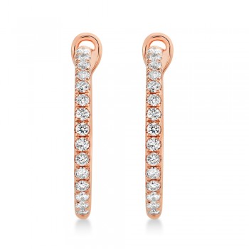 Diamond Leverback Hoop Earrings 14k Rose Gold (0.74ct)