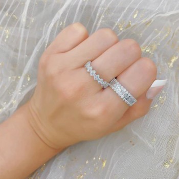 Alternating Vertical Diamonds Anniversary Ring 14K White Gold (0.82ct)