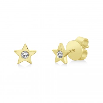 Diamond Bezel Star Stud Earrings 14k Yellow Gold (0.06ct)