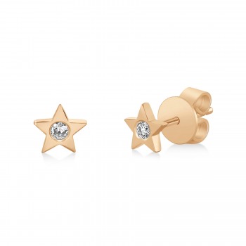 Diamond Bezel Star Stud Earrings 14k Rose Gold (0.06ct)