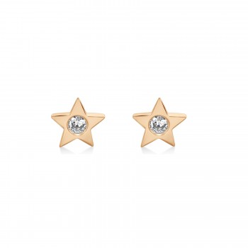 Diamond Bezel Star Stud Earrings 14k Rose Gold (0.06ct)