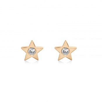 Diamond Bezel Star Stud Earrings 14k Rose Gold (0.06ct)