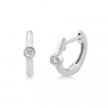 Diamond Bezel Huggie Earrings 14k White Gold (0.06ct)