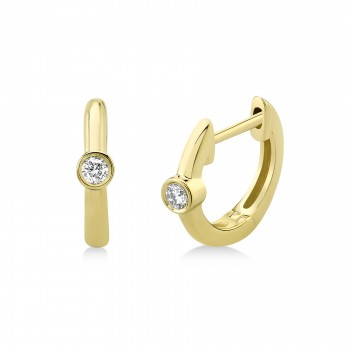 Diamond Bezel Huggie Earrings 14k Yellow Gold (0.06ct)