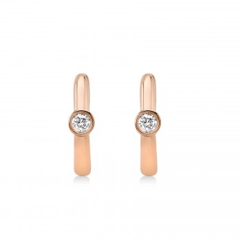 Diamond Bezel Huggie Earrings 14k Rose Gold (0.06ct)