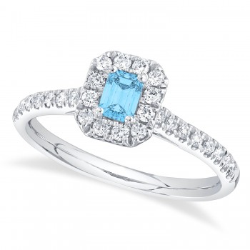 Emerald-Cut Blue Topaz Engagement Ring 14K White Gold (0.69ct)