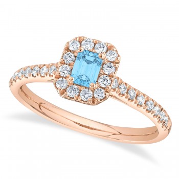 Emerald-Cut Blue Topaz Engagement Ring 14K Rose Gold (0.69ct)