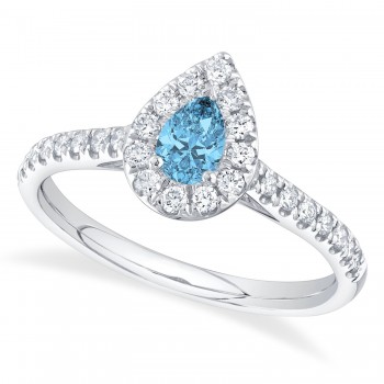 Pear-Cut Blue Topaz Engagement Ring 14K White Gold (0.58ct)