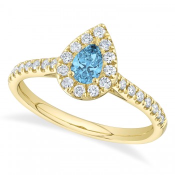Pear-Cut Blue Topaz Engagement Ring 14K Yellow Gold (0.58ct)