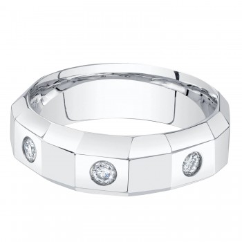 Round Lab Grown Diamond Mens Wedding Ring Band 14K White Gold (0.26ct)