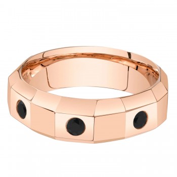 Round Lab Grown Black Diamond Mens Wedding Ring Band 14K Rose Gold (0.26ct)