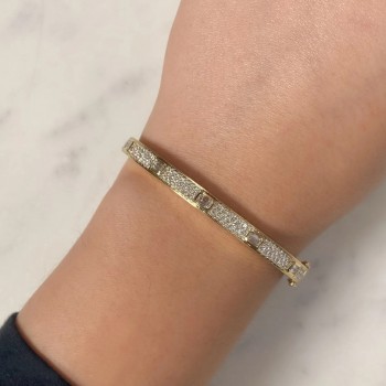 Emerald Cut Diamond Bangle Bracelet 14K Yellow Gold (1.80ct)