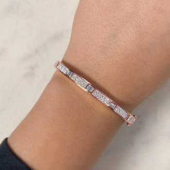 Emerald Cut Diamond Bangle Bracelet 14K Rose Gold (1.80ct)