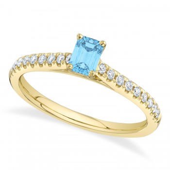 Emerald-Cut Blue Topaz Engagement Ring 14K Yellow Gold (0.89ct)