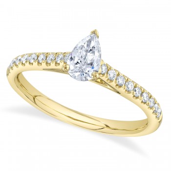 Pear Diamond Solitaire Engagement Ring 14K Yellow Gold (0.59ct)