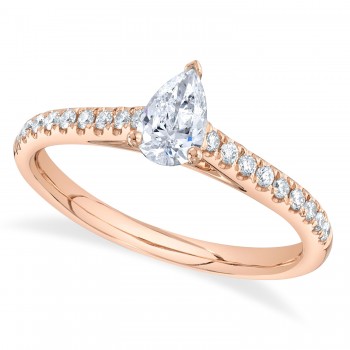 Pear Diamond Solitaire Engagement Ring 14K Rose Gold (0.59ct)