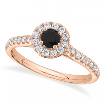 Round Black Diamond Solitaire Engagement Ring 14K Rose Gold (0.62ct)
