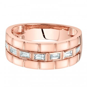 Baguette Lab Grown Diamond Mens Wedding Ring Band 14K Rose Gold (0.50ct)