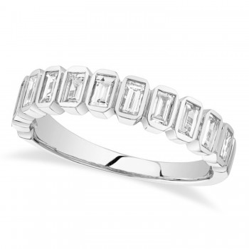 Diamond Baguette Wedding Band Ring 14K White Gold (0.78ct)