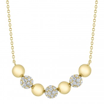 Diamond Circle Ball Bead Pendant Necklace 14K Yellow Gold (0.80ct)
