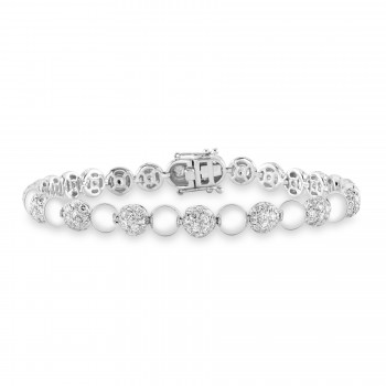 Diamond Circle Ball Bead Bracelet 14K White Gold (4.15ct)