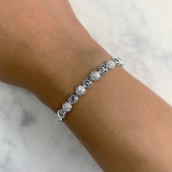 Diamond Circle Ball Bead Bracelet 14K White Gold (4.15ct)