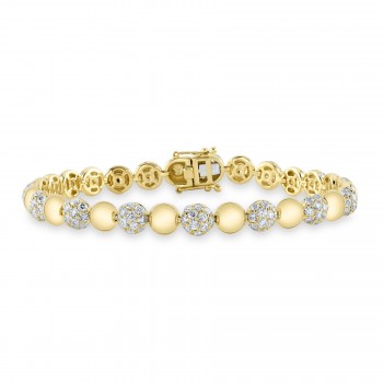 Diamond Circle Ball Bead Bracelet 14K Yellow Gold (4.15ct)