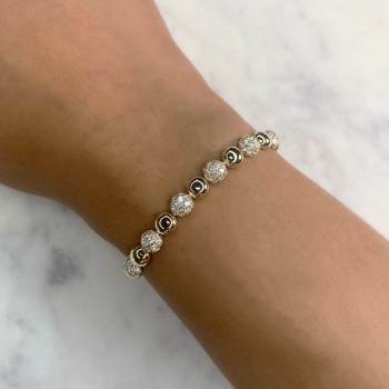 Diamond Circle Ball Bead Bracelet 14K Yellow Gold (4.15ct)