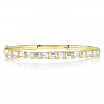 Baguette Lab Grown Diamond Bangle Bracelet 14K Yellow Gold (2.34ct)