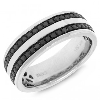 0.86ct 14k White Gold Black Diamond Men's Band