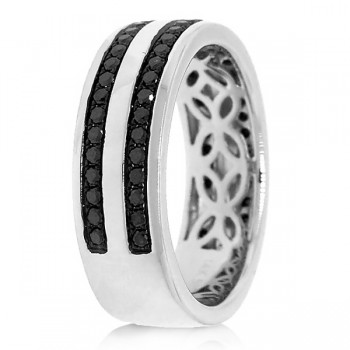 0.86ct 14k White Gold Black Diamond Men's Band