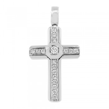 0.50 14k White Gold Diamond Cross Pendant Necklace