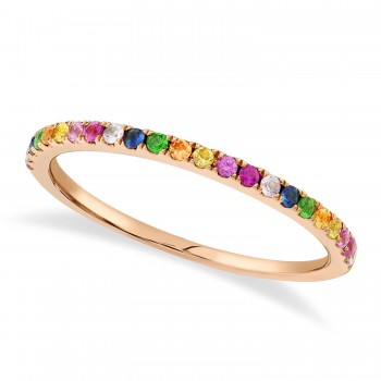 Diamond & Multi-Colored Gemstone Pave Ring in 14K Yellow Gold (0.28ct)