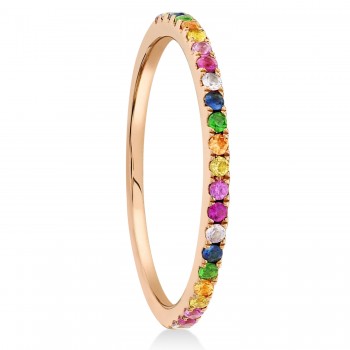 Diamond & Multi-Colored Gemstone Pave Ring in 14K Yellow Gold (0.28ct)