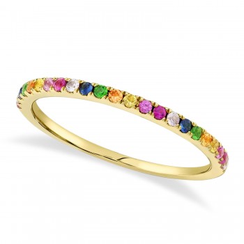 Diamond & Multi-Colored Gemstone Pave Ring in 14K Rose Gold (0.28ct)