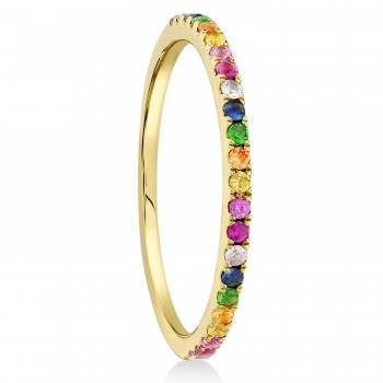 Diamond & Multi-Colored Gemstone Pave Ring in 14K Rose Gold (0.28ct)