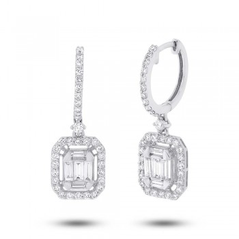 1.28ct 18k White Gold Diamond Baguette Earrings