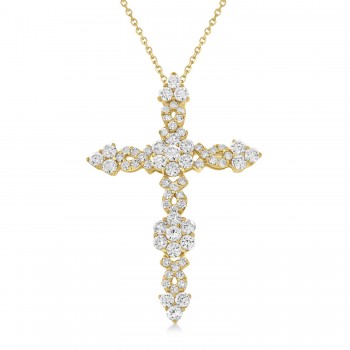 Diamond Cross Pendant Necklace 14k Yellow Gold (1.93ct)