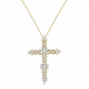 Diamond Cross Pendant Necklace 14k Yellow Gold (1.93ct)