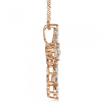 Diamond Baguette Cross Pendant Necklace 14k Rose Gold (0.60ct)