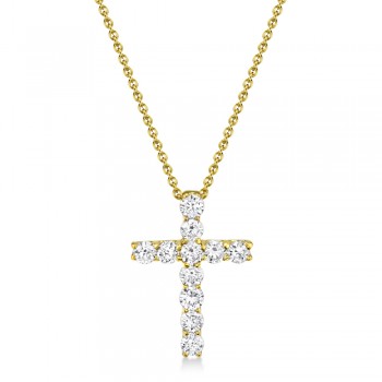 Diamond Prong Cross Pendant Necklace 14k Yellow Gold (0.32ct)