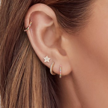 Diamond Pave Mini Star Stud Earring 14k Yellow Gold (0.07ct)