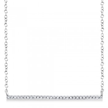 Diamond Pave Horizontal Bar Necklace 14k White Gold (0.08ct)