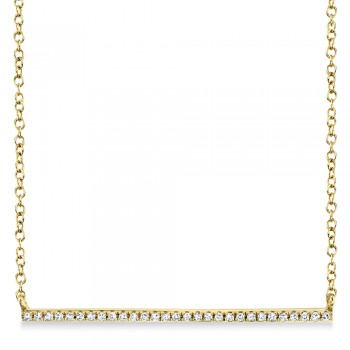 Diamond Pave Horizontal Bar Necklace 14k Yellow Gold (0.08ct)