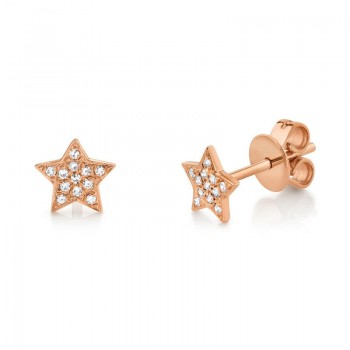 Diamond Pave Mini Star Stud Earring 14k Rose Gold (0.07ct)